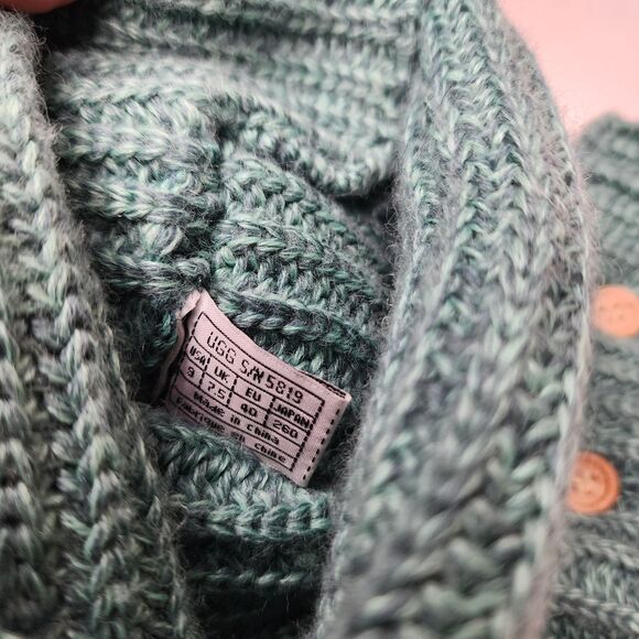 Ugg Classic Cardy Knit Boots Turquoise Green Sheepskin Wool Womens 9 - Picture 7 of 8